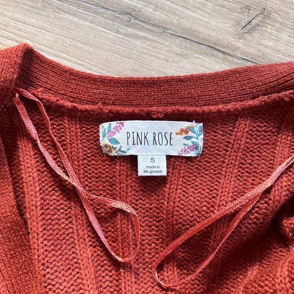 Pink Rose Red Brown Long cardigan - Picture 5 of 10